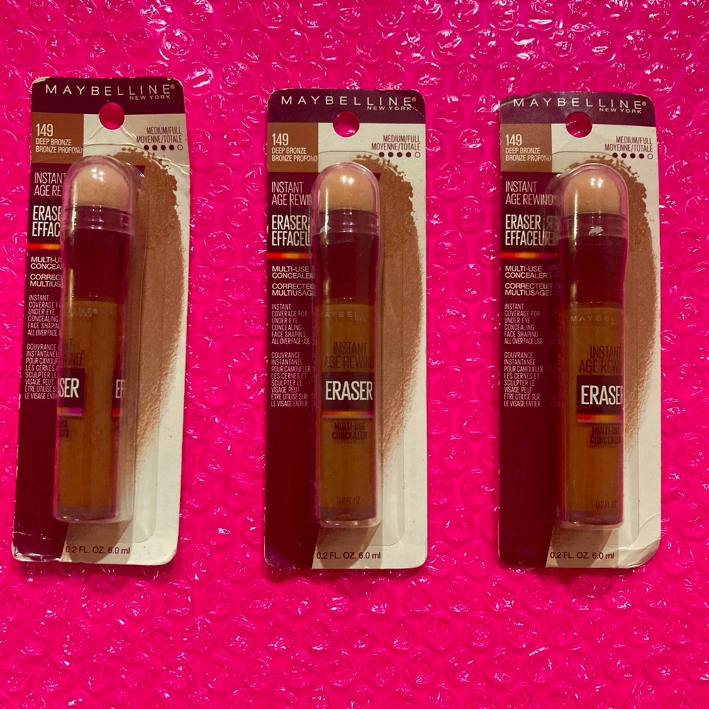 💕 3x Maybelline ERASER INSTANT AGE REWIND Multi-use CONCEALER; DEEP BRONZE